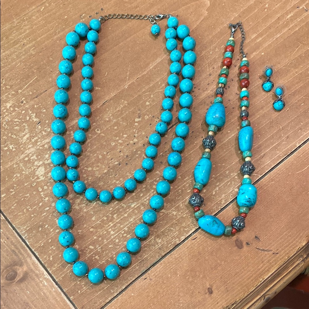 Turquoise Beaded Necklaces & Earrings